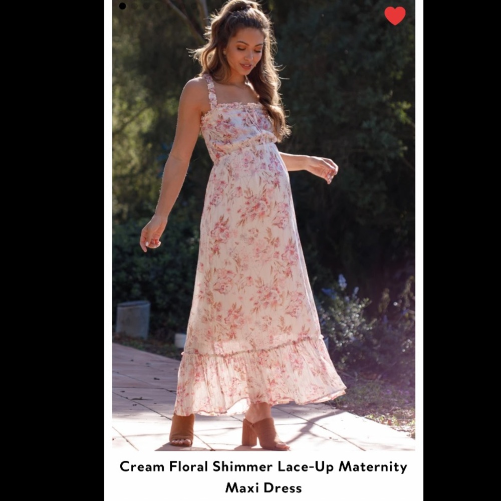Pinkblush shimmer lace up maternity maxi dress